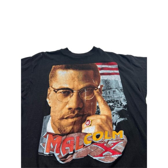 Vintage 90's 1995 Malcom X Bootleg Rap Tee Peace & Love Size XXL Civil Rights - Picture 2 of 9